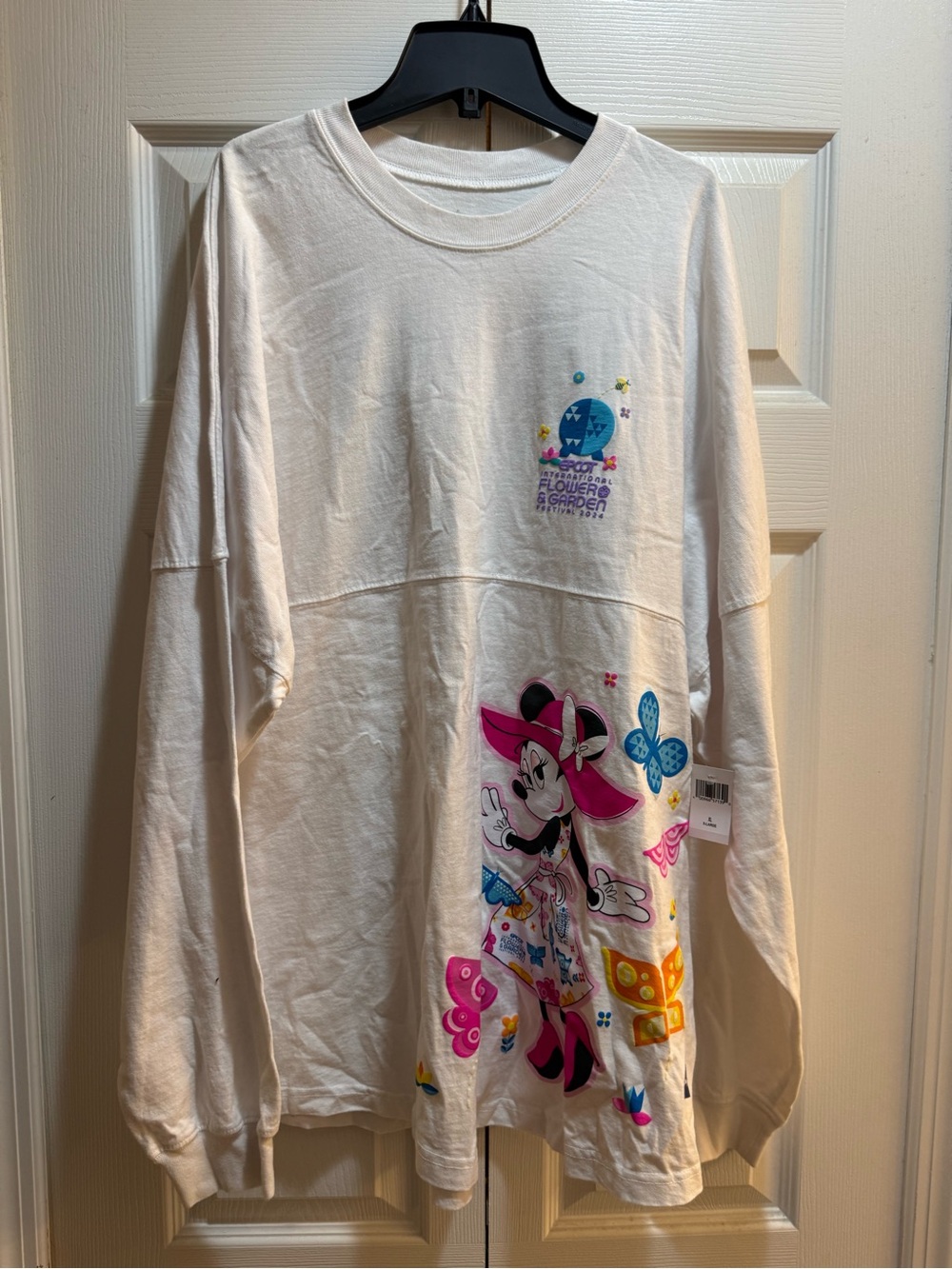 Disney Women’s XL Minnie Mouse Long-Sleeve Graphic Top - White/Pink